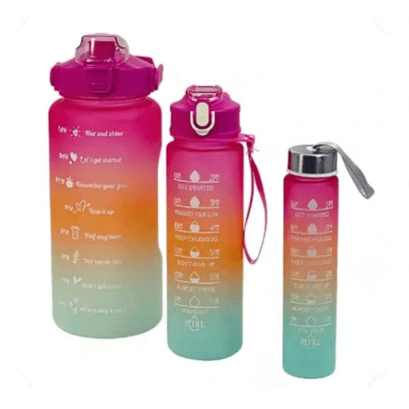 Kit 3 Garrafas Squeeze Motivacionais