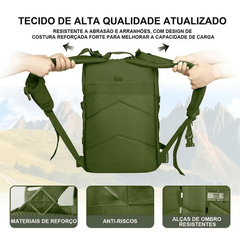 MOCHILAS TÁTICAS  ALÇAS DE OMBRO COM ABSORÇÃO DE CHOQUE